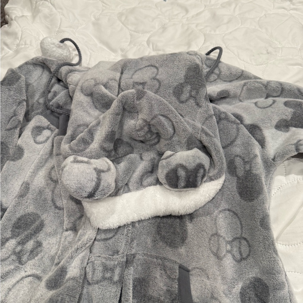 Disney Gray and White Fleece Onesie